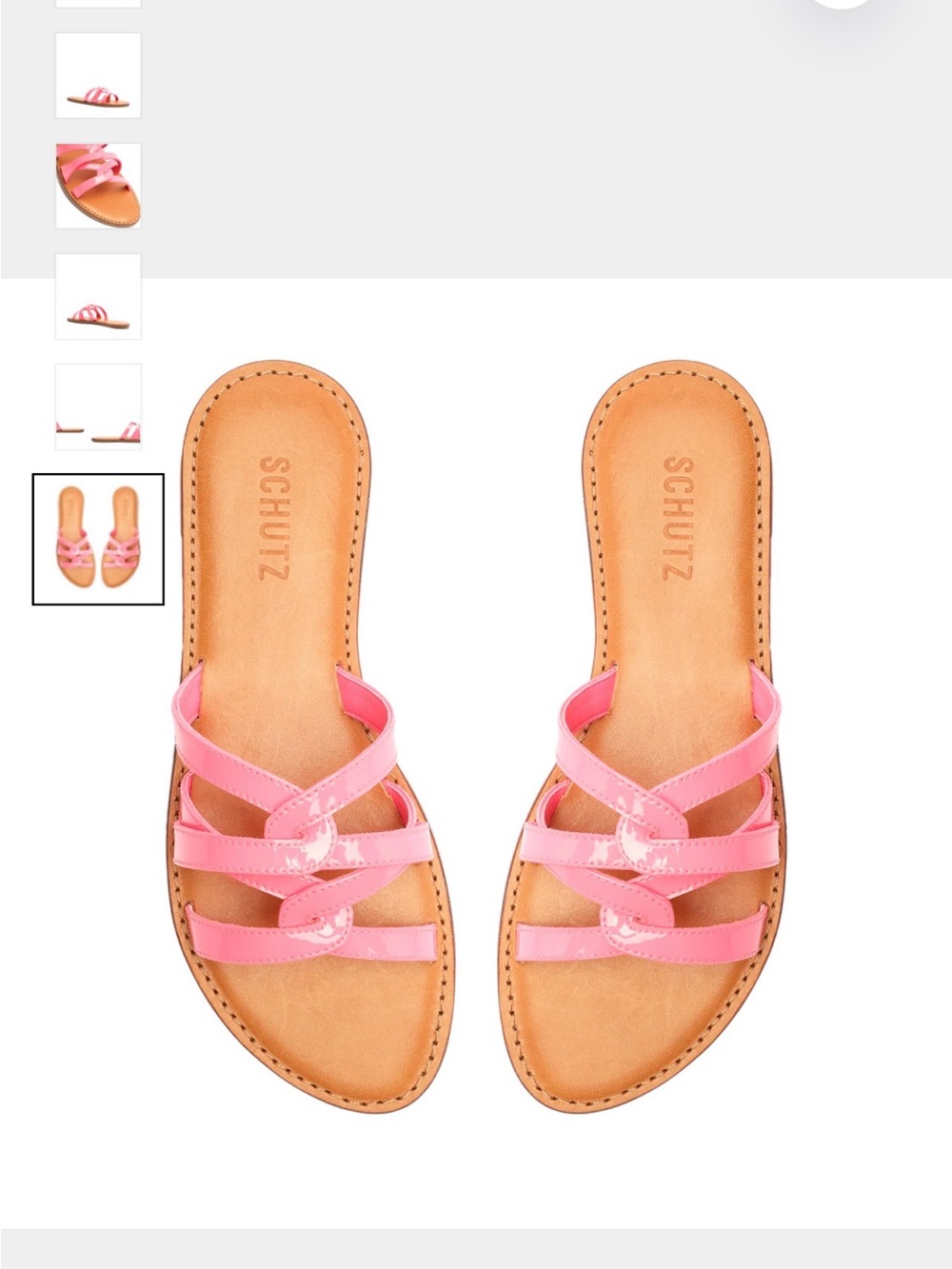 SCHUTZ Pink Patent Leather Strappy Slide Sandals